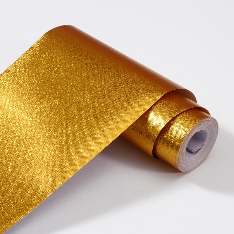 1 Stück 5 m x 10 cm Goldene Selbstklebende Tapetenbordüre - PVC Abnehmbare Wasserdichte Folie, Geeignet für Bilderrahmen, Badezimmer, Küchen