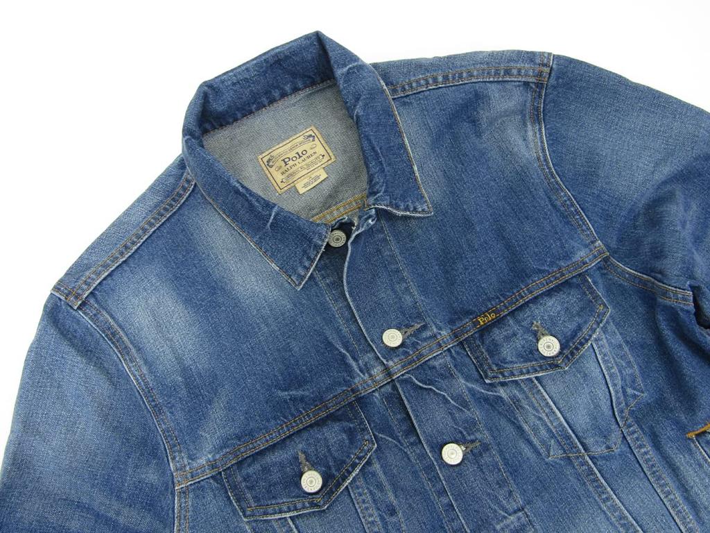 POLO RALPH LAUREN Polo Bear Print Denim Size 0101894 Men's Jacket, L, Blue,