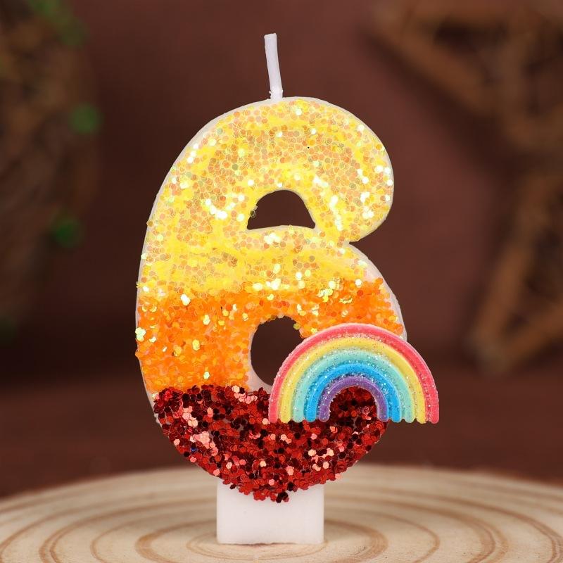 Hope Rainbow Numbers Birthday Candle Cake Party Decoration Birthday Handmade Candles 0-9