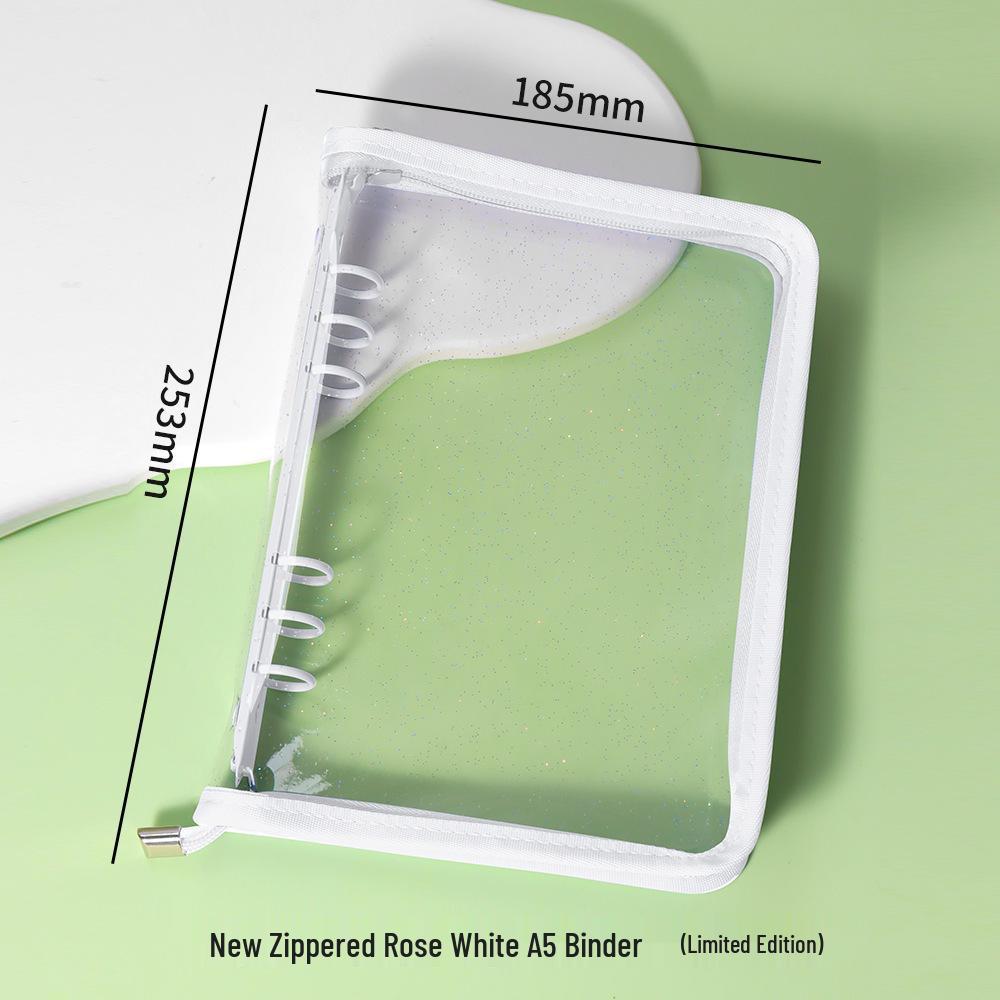A5 Transparent PVC Ring Binder Notebook Planner, 6-Hole Photo Album with Removable Cover (A6 Compatible)