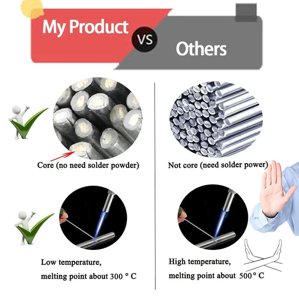 50-200Pcs Low Temperature Easy Melt Aluminum Welding Rods Weld Bars Cored Wire Rod Solder Tin Flux for Soldering Aluminum