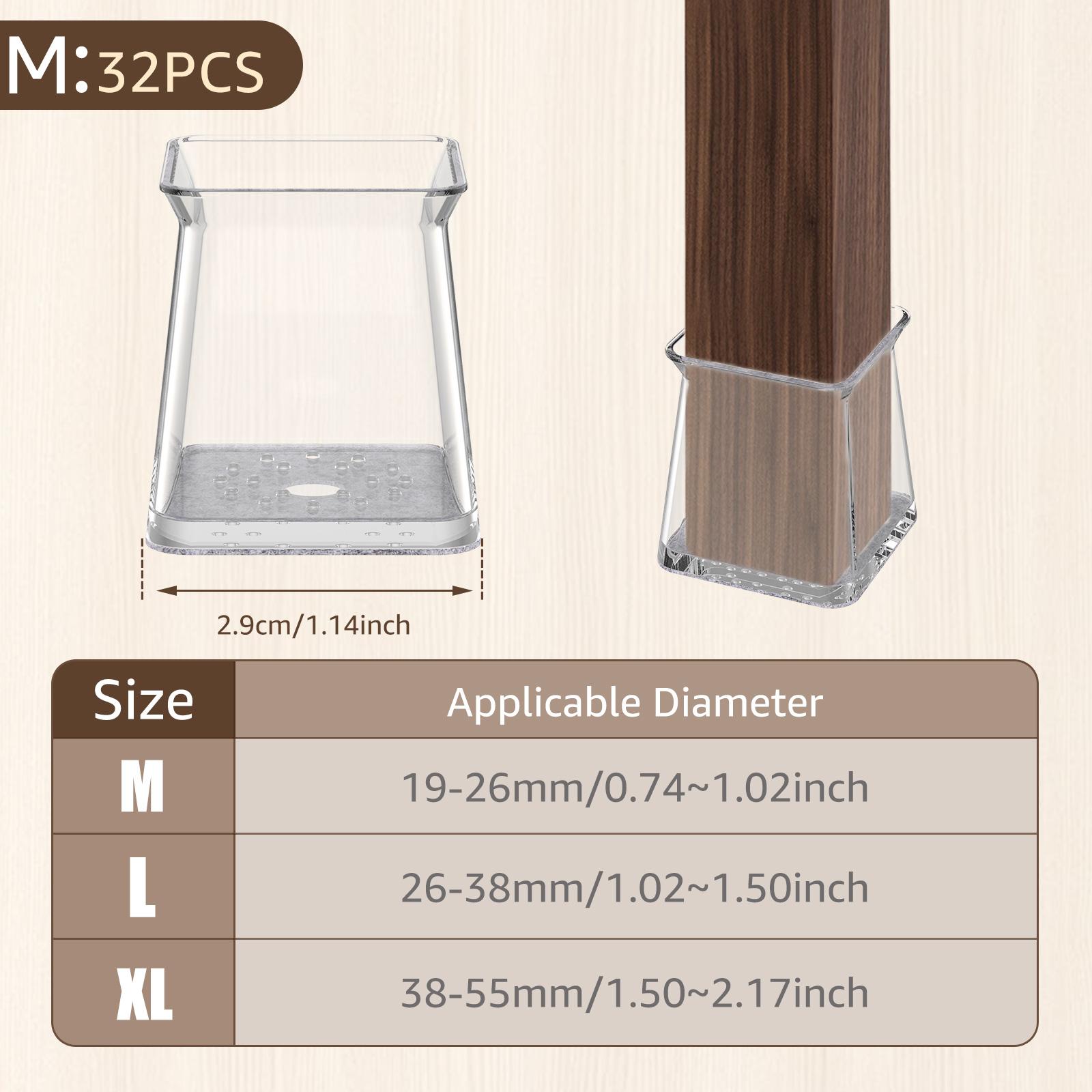 

32 шт. Силиконовые Защитные Накладки на Ножки Стульев для Пола M/L/XL Противоскользящие Чехлы на Ножки Мебели с Фетровой Основой Квадратные Защитные Накладки на Ножки Мебели