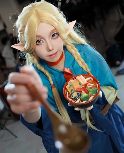 [NOKIJP] Marsil Cosplay Costume with Wig, Dungeon Meshi Cosplay, Marsil Cosplay One-Piece Dress, Dungeon Meshi Cosplay Costume for Adults, School Fest