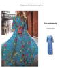 Retro Floral Long Dress with Round Neck and Large Swing - 2024 European & American Style