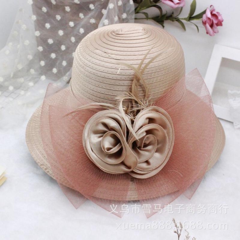New organza summer women's cool hat basin hat outdoor sun hat sun hat flower big edge sun protection bucket hat