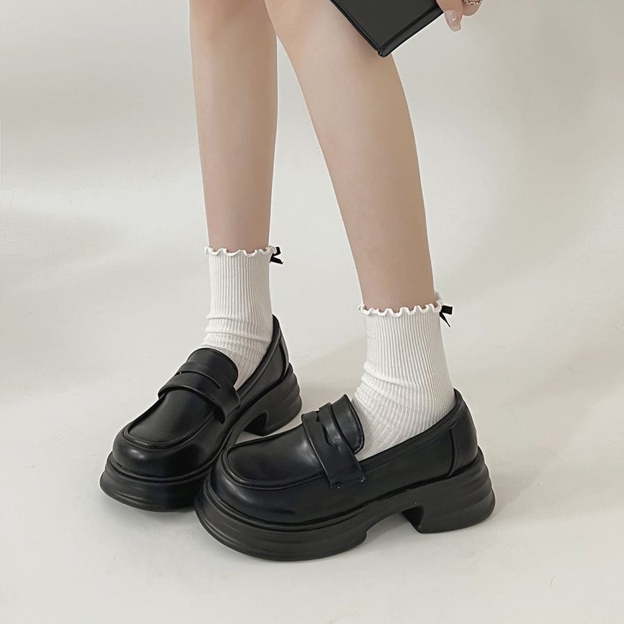 Black Retro British Style with Skirt Small Leather Shoes Women's Summer 2025 New Platform Retro Thick Heel Mary Jane Shoes