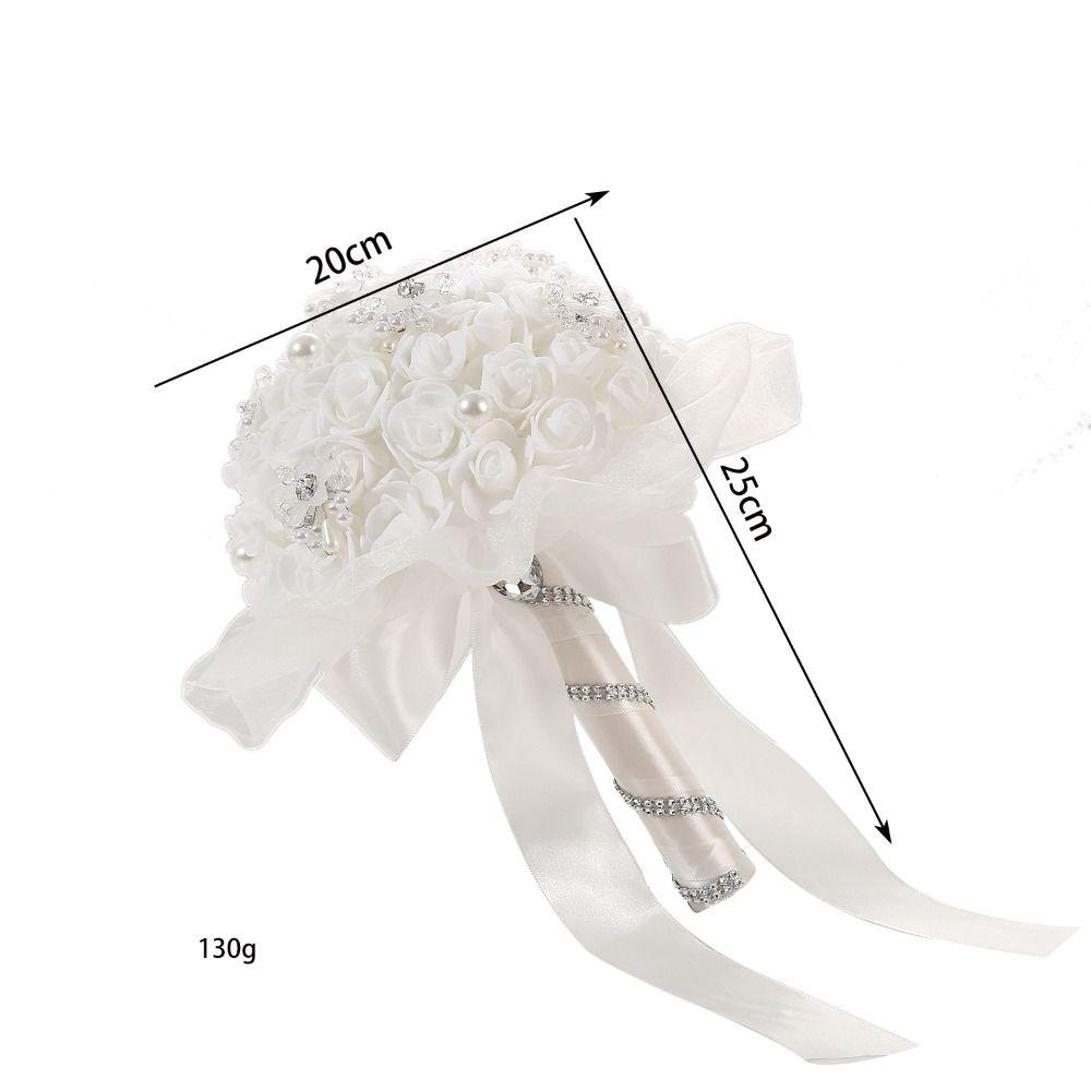 New Simple Bridal Bouquet High-end Feel Artificial Roses Wedding Handheld Flower White Silk Bridesmaid Bouquet Festivals Decor