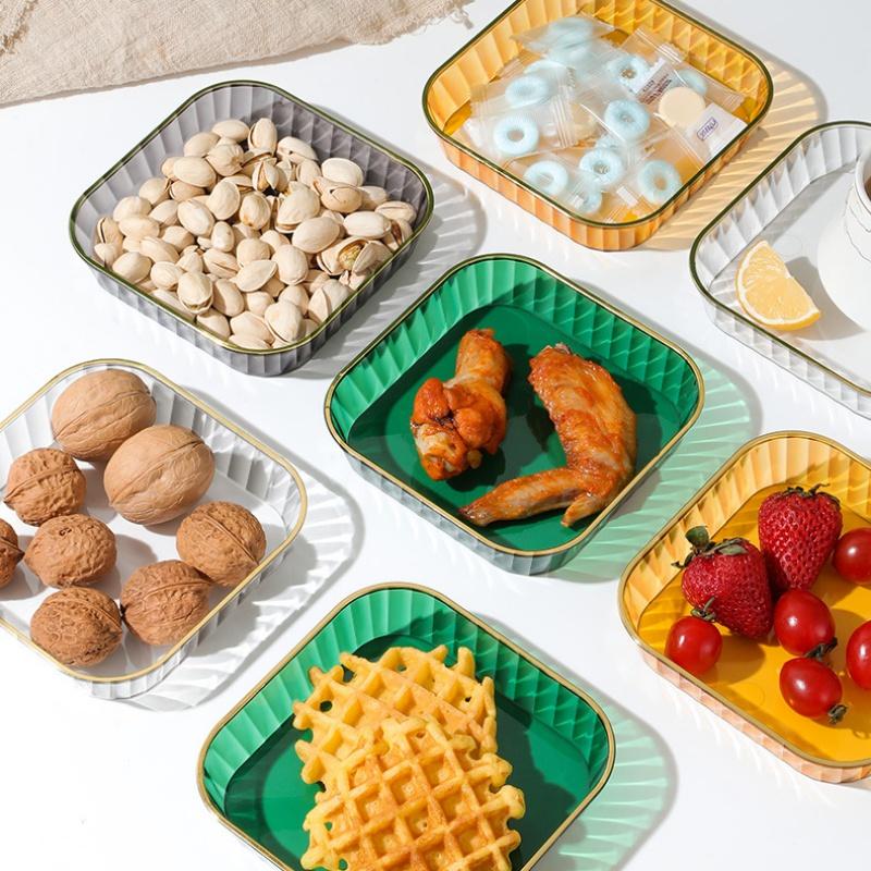 1/4pcs Plastic Dish Plate for Food Small Square Serving Tray for Appetizer Cookie Fruit Multi-purpose Cat Bowl Easy to Clean