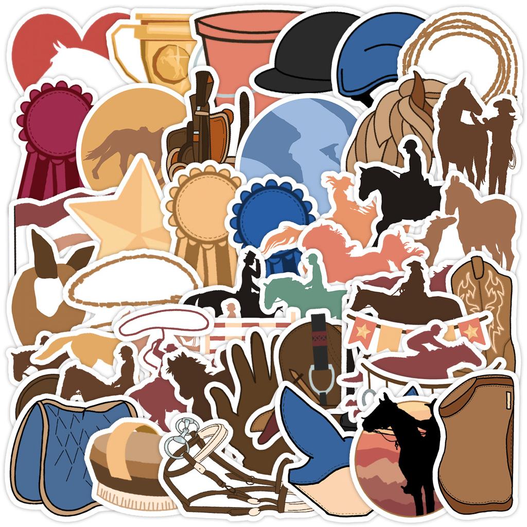 50 Equestrian Graffiti Stickers Water Cup Mobile Box Waterproof Decorative Stickers Creative Equestrian Stickers