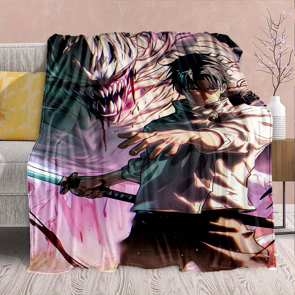 

Jujutsu Kaisen Flannel Fashion Blanket Warm Soft Cozy Throw Lightweight Sofa Bed Decor 75x90cm