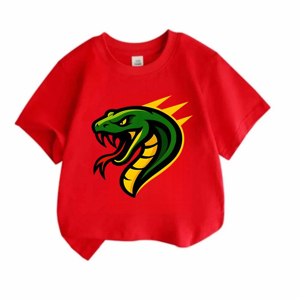 Kids Boys Girls 100% Cotton Crew Neck Short Sleeve T-Shirt, Cool Angry Viper Snake Graphic Casual Soft Breathable Tee for Daily Play Outdoor Sports Su