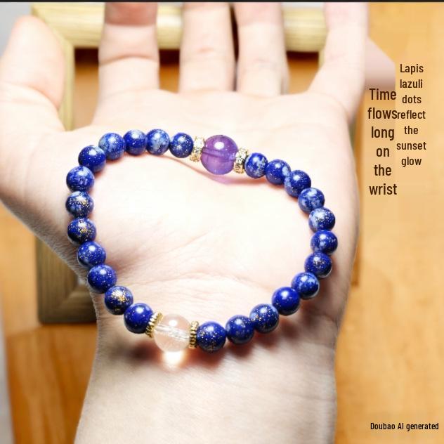 Original Natural Lapis Lazuli & White Crystal Chinese Style Bracelet - Elegant Gift for Besties