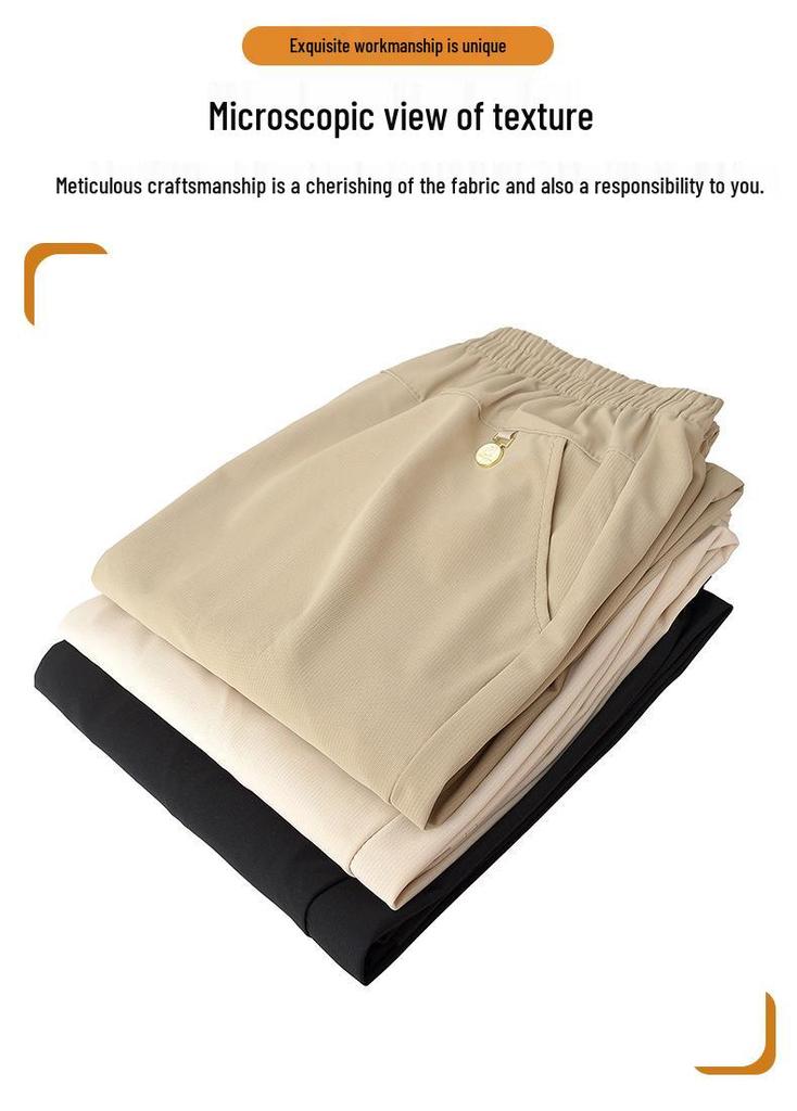 Summer Loose Elastic Waist Straight-Leg Pants for Middle-Aged & Elderly Women - Breathable, Comfortable Casual Wear