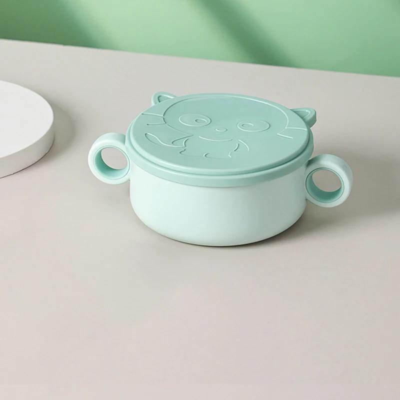 

Baby Bowl Stainless Steel Tableware Set Baby Feeding Bowl with Suction Cup Spoon Fork Straw Set Toddler Training Feeding Bowls
