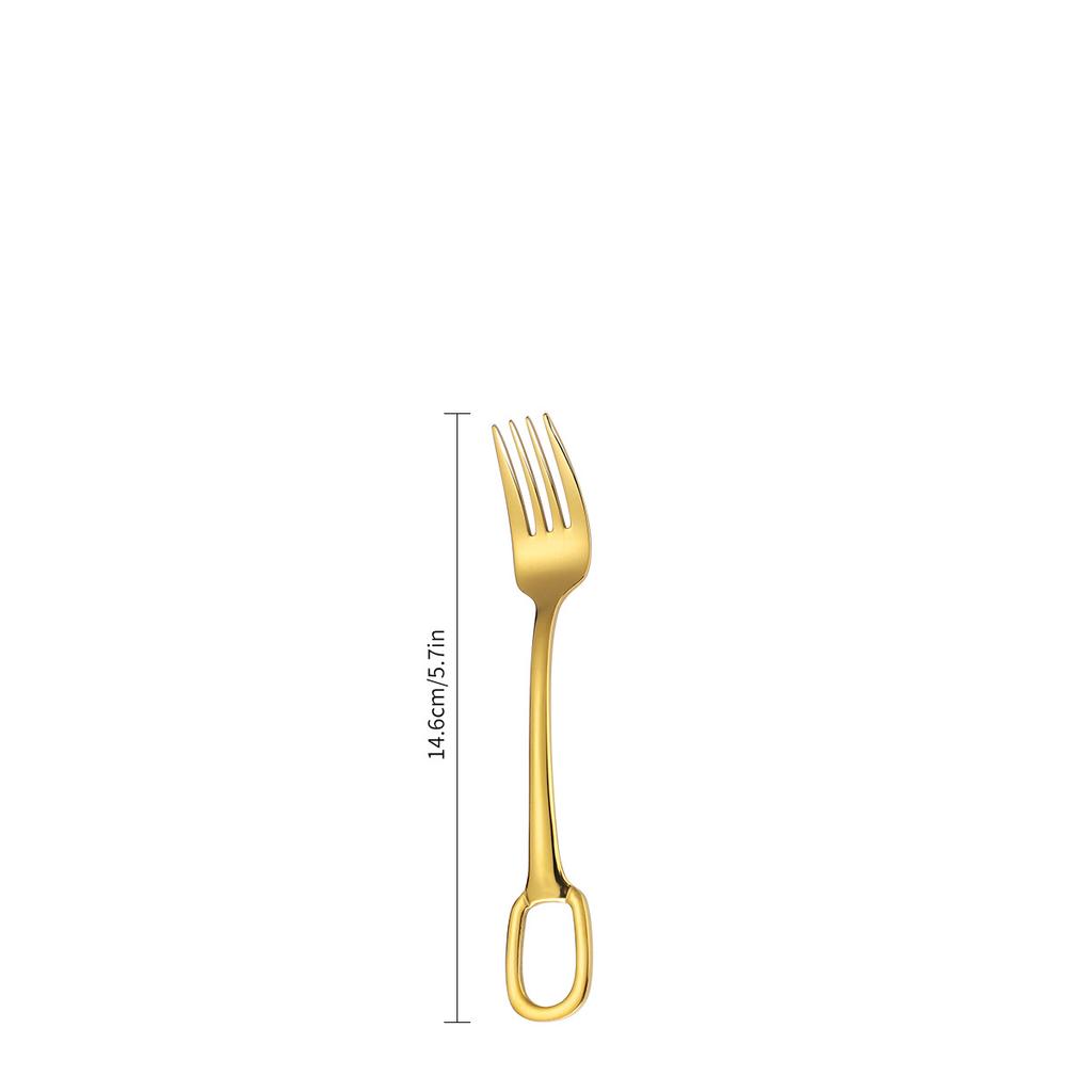 Cutlery 304 Stainless Steel Spoon Circular Ring Hotel Steak Knife Fork Spoon Titanium Plated European Style Hanging Hole Fork Tea Spoon