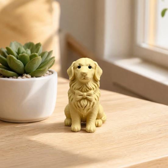 3D Printed Dog Figurine Mini Bow Tie Dog Collectible Statue Animal Shape Desktop