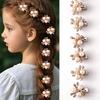 10Pcs Small Sparkling Rhinestone Flower-Shaped Hairpin Decoration For Women Girls Headdress Hair Accessories