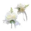 Wedding Wrist Corsage Boutonniere Artificial Flower for Groom Party Decor