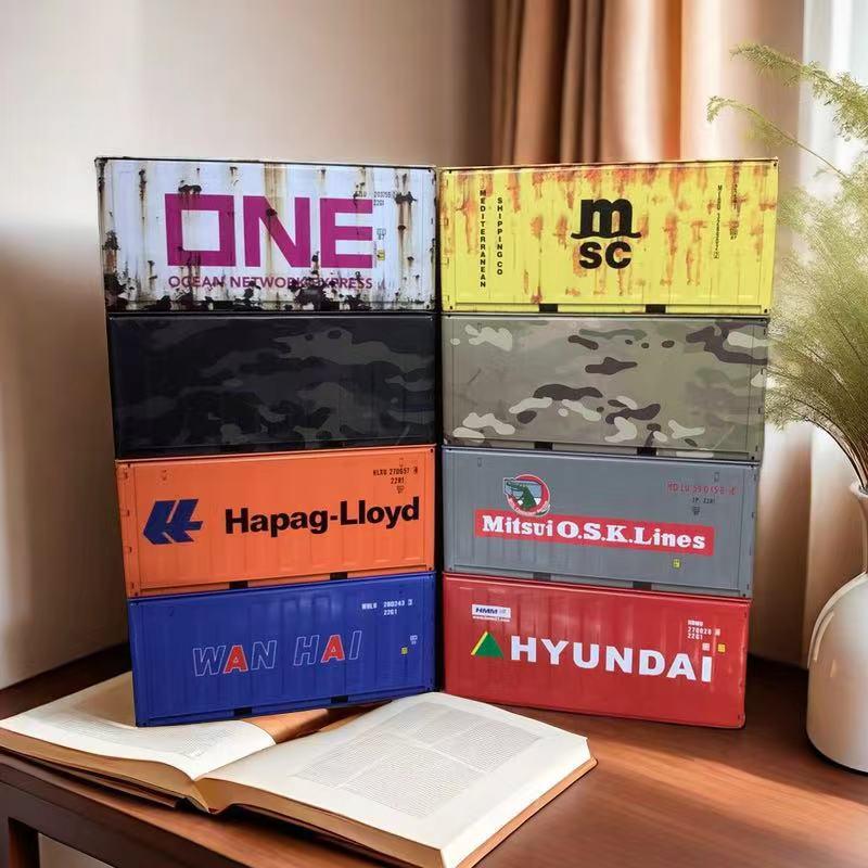 Miniature Tinplate Shipping Container Display Box for Figurines - Trendy Collectible Ornament & Storage Gift
