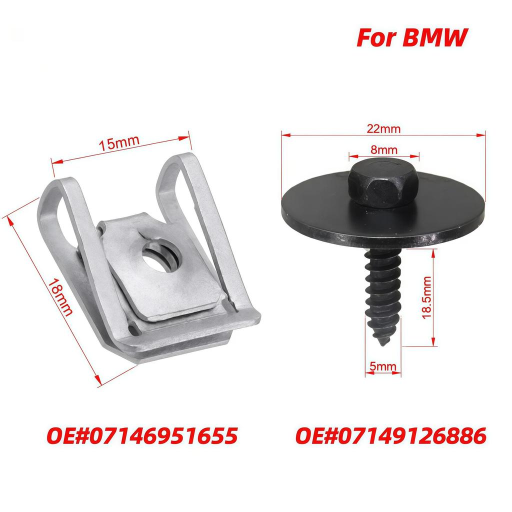 20dílná sada šroubů, matic a klipů do auta pro nárazník a blatník BMW