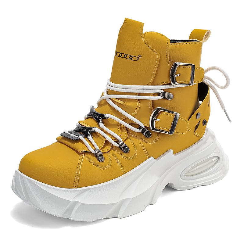 Thick-soled high-top men's shoes, super-hot ruffian handsome fried street heightening Martin boots, men's niche flow locomotive boots