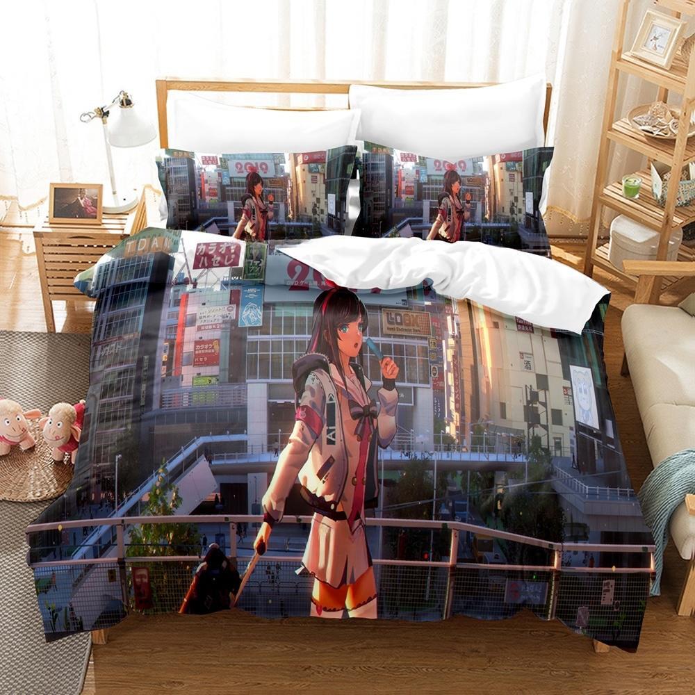 3D Printing Anime Kawaii Girls Kizuna Ai Bedding Collection Single Twin Full Queen King Size Bed Collection Adult Kid Bedroom Duvet Cover Collections