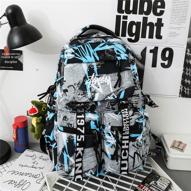 Spot Graffiti Streetwear Lightweight Backpack for Students & Casual Use