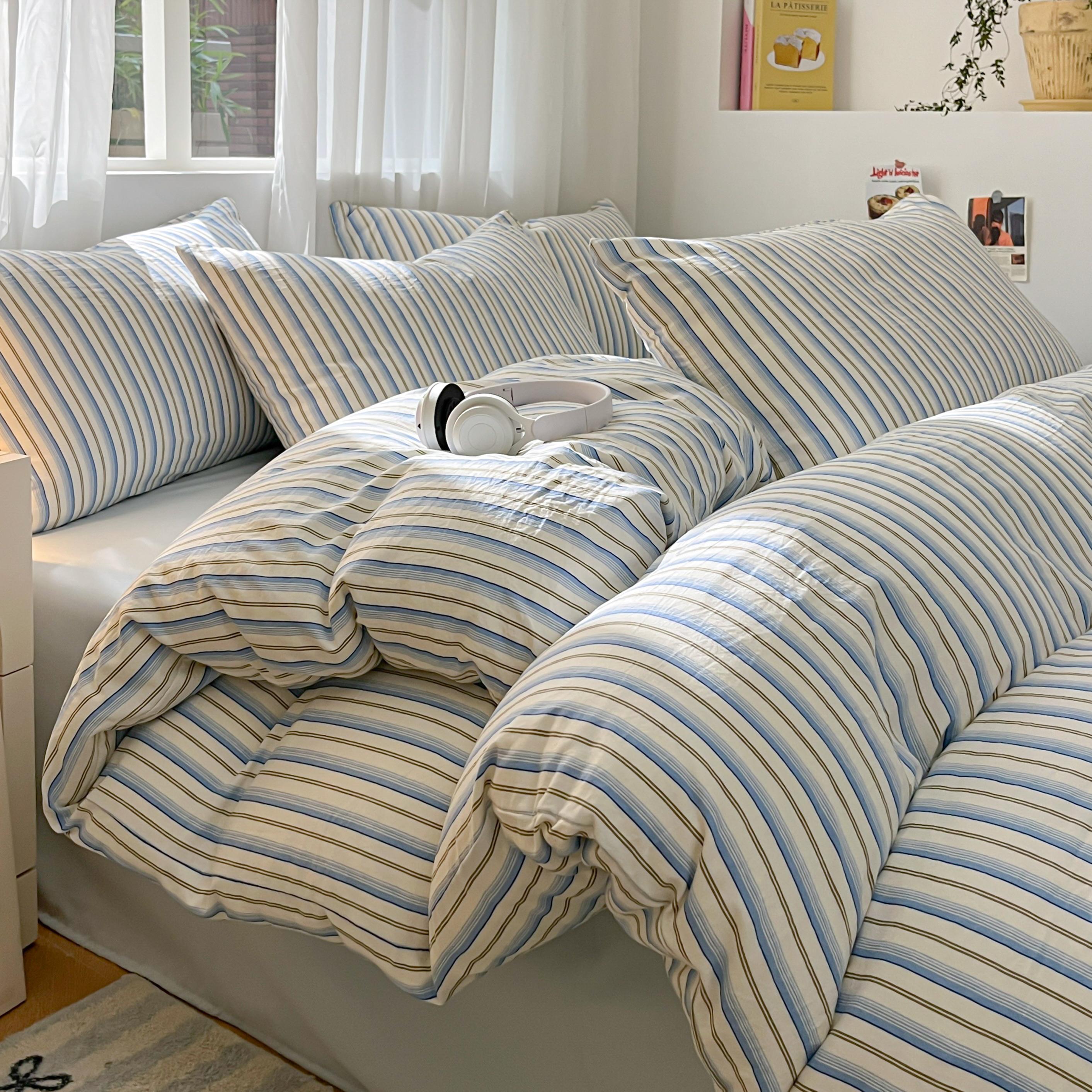 

Modern Minimalist Plaid Duvet Cover 220x240 Soft Breathable All Season Queen Comforter Cover Single Piece Striped Quilt Covers 150x200cm