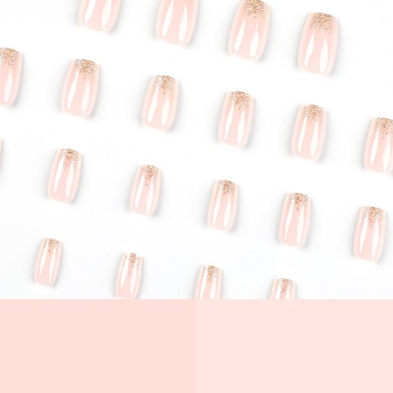 24ks/sada Quick Nails Pudr Francouzský třpytivý Nálepka s falešnými Nials Nositelná Vodotěsná manikúra Hotové nehty