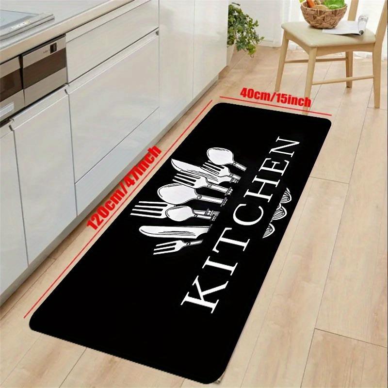 1 Piece Black Kitchen Floor Mat Bathroom Carpet Living Room Rug Bedroom Rug Entrance Mat Washable Non-Slip Carpet Room Decor