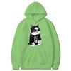 Cool and Cute Big Boss Cat Fun Print Autumn/Winter Women's Fashion Instagram Heavyweight Sweater Hooded Loose Long sleeved Coat