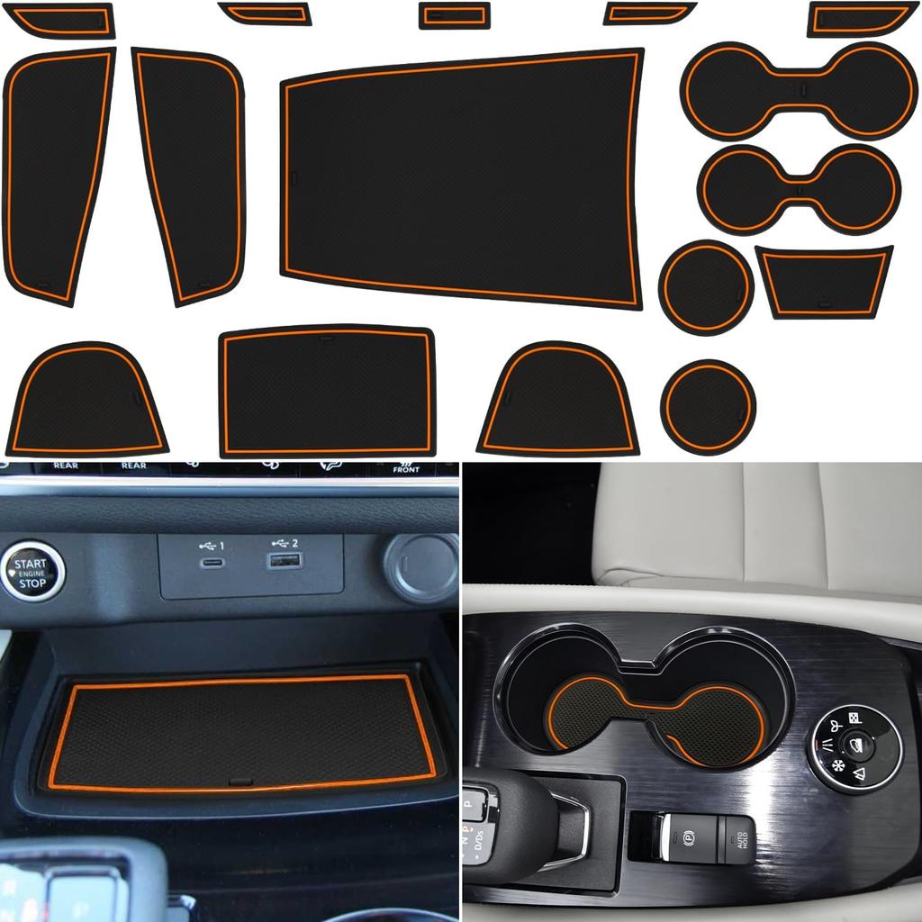 Center Console Liner for Nissan Rogue Accessories - 2024 2025, Cup Holder Mat, Door Pocket Pad, Coaster Trim, Non-Slip Dust Interior,  Rubber