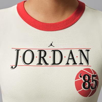 Women's Jordan T Shirts Women's Ecru Crew Neck Moderate