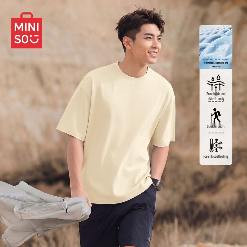 MINISO Men s Ice Silk Cooling Short-Sleeve T-Shirt M светло-бежевый