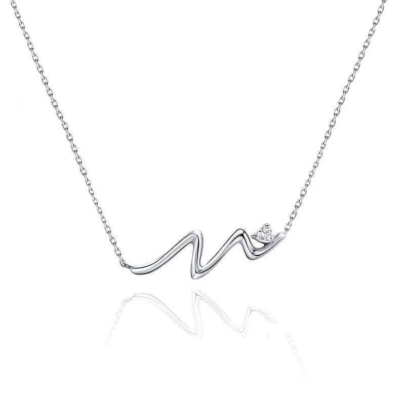 Cupronickel Heartbeat Necklace: Love Heart Zircon Pendant in Versatile Designs