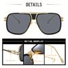 Vintage-inspired Large Frame Sunglasses for Men & Women-double Bar Copper Alloy Dark Lenses Classic Street Fashion Style