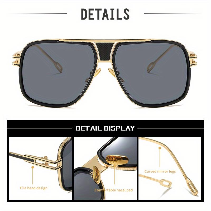 Vintage-inspired Large Frame Sunglasses for Men & Women-double Bar Copper Alloy Dark Lenses Classic Street Fashion Style