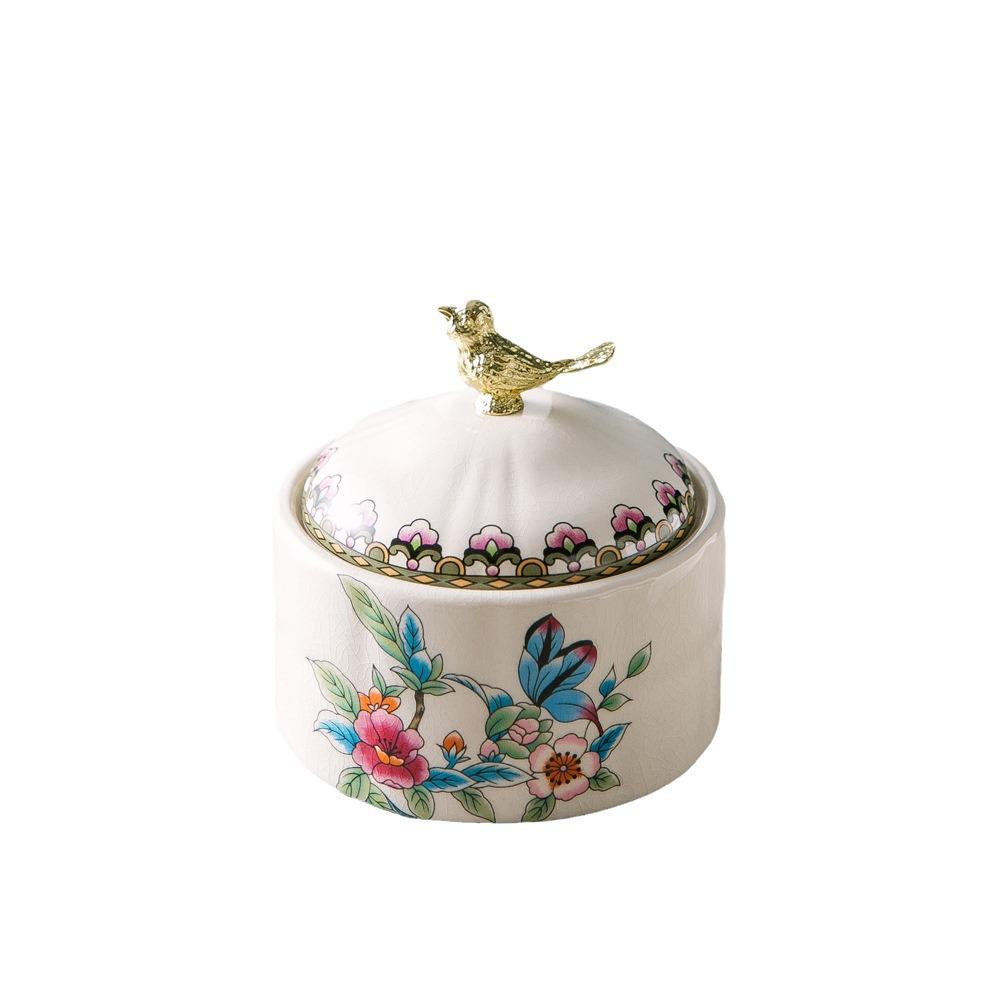 Retro Ceramic Bird Jewelry Box - Necklace & Ring Storage, European Home Decor