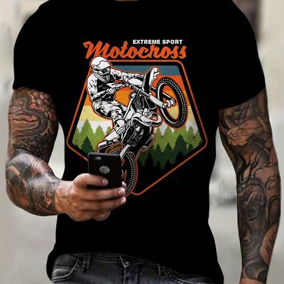 Men's Motorcycle Graphic Print T-shirt