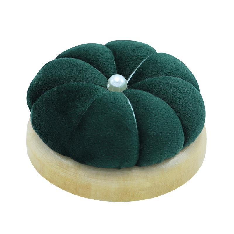 1Pc Wooden Solid Color Pumpkin Shape Pincushions Needle Cushion+100pcs Pearl Head Needle DIY Sewing Crafts