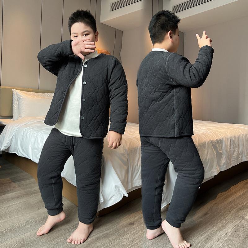 Silk Cotton Homewear for Kids: Warm Pants & Clothes for Boys and Girls - Perfect for Autumn/Winter.