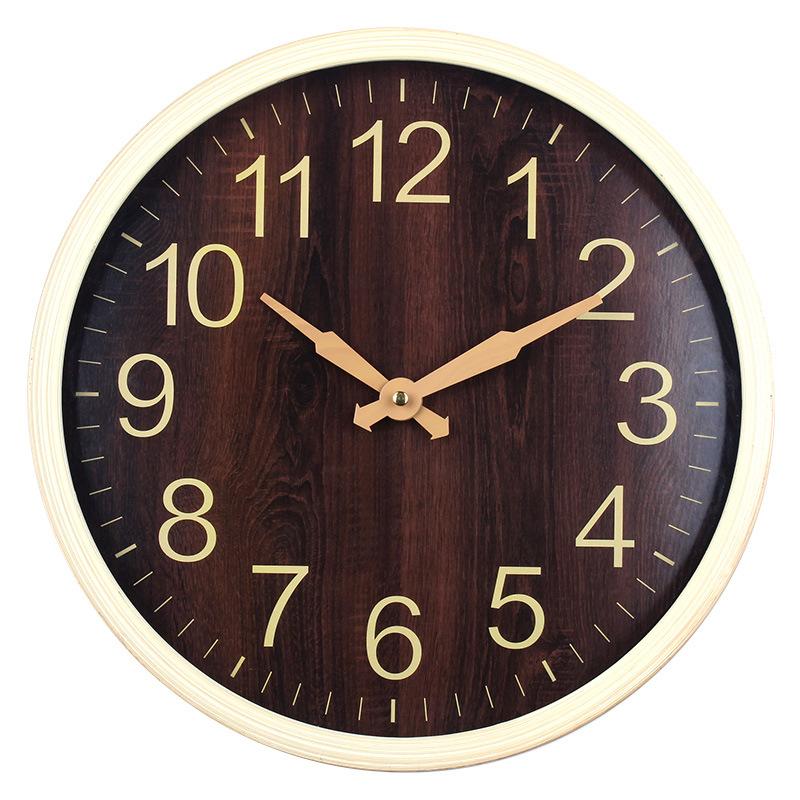 

Настенные часы с текстурой дерева Современные простые бесшумные настенные часы Модные креативные часы для гостиной Круглые кварцевые часы 35CM [style] 2