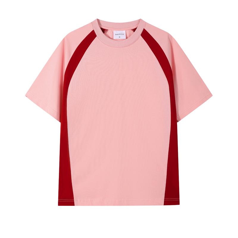 250g Heavyweight Combed Cotton Short Sleeve Color Block Round Neck T-shirt for Men & Women