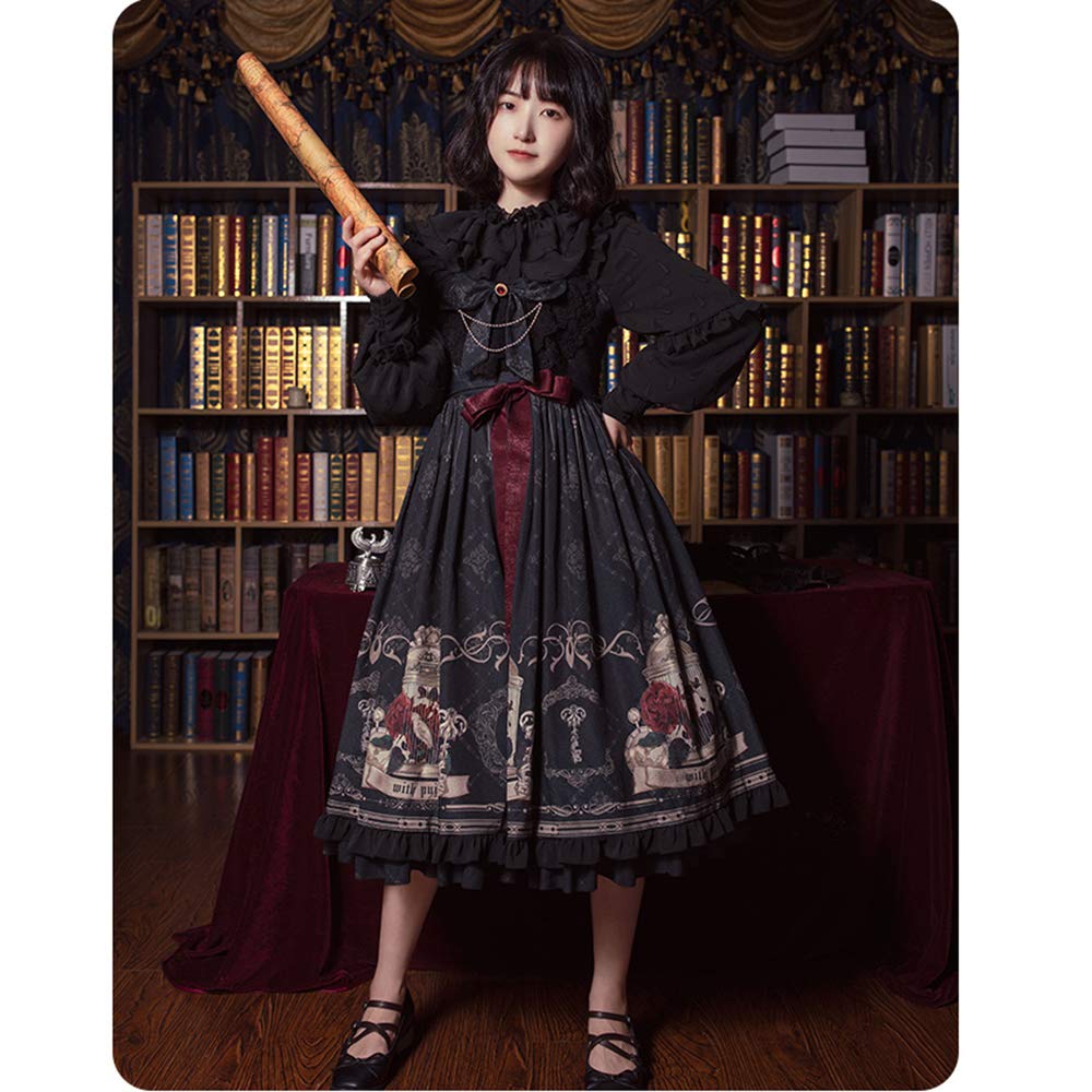 Gothique Lolita Halloween Gothique Noir Mori Girl Volants Été Thé École Culturel L [SSUPTEMBER2] Robe, Costume, Cosplay, Lolita, Style, Filles,