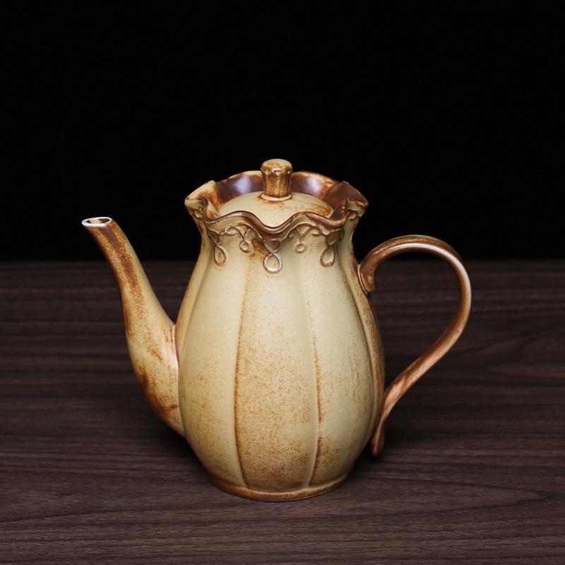 Retro ceramic hand-brewed coffee pot large capacity sharing tea kettle simple afternoon tea maker milk teapot household