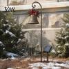 Eisenkunst Feiertagsdekorationen Solar-Weihnachtsglocke Wasserfalllicht, LED-Metall-Gartenstecker mit rotem Band, Warmweiß Festliche Hofdekoration Automatisches Ein-/Ausschalten,