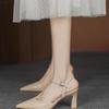 Fashion French high heels women's thick heel toe sandals 2025 summer new style rear empty single shoes