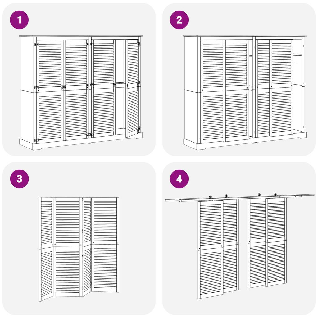 Cabinet Door Set 4 pcs Natural Finish 170 x 2.1 x 39.5 cm Solid Pine Wood
