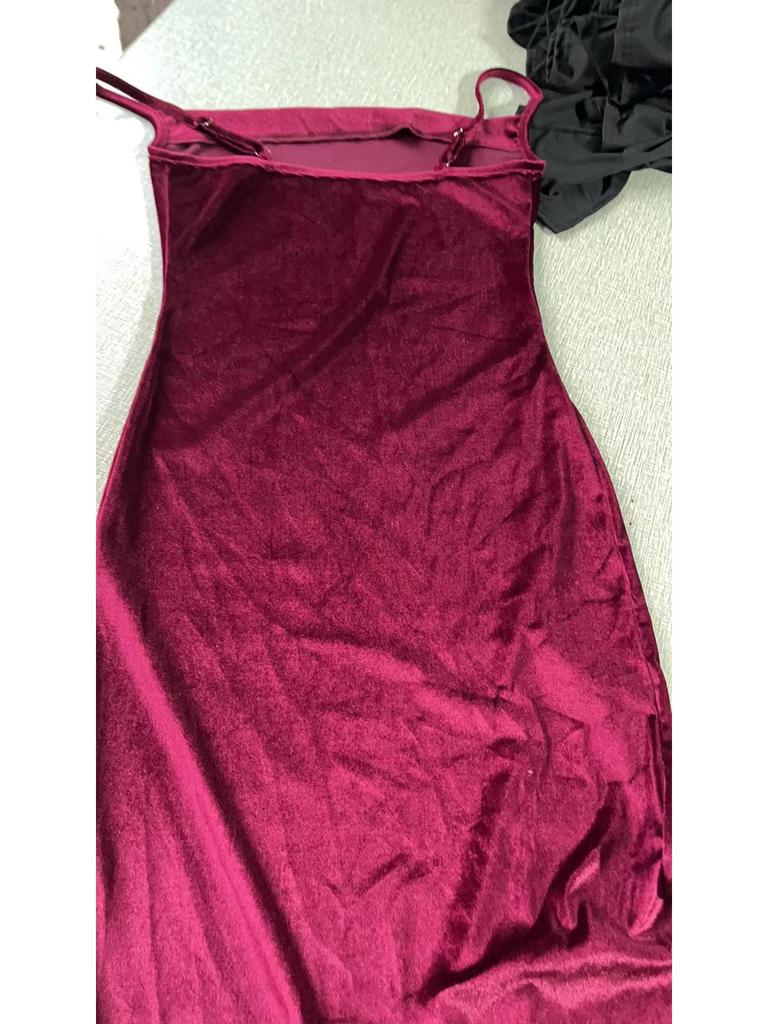 2025 Summer Velvet Spaghetti Strap Slim-Fit Slit Evening Dress for Women