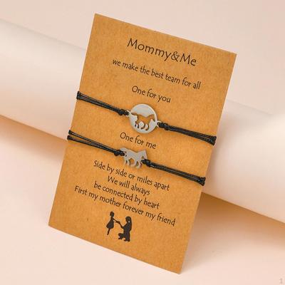 2Pcs Mother's Day Bracelets Charm Braided Rope Gift for Mom Jewelry Mother